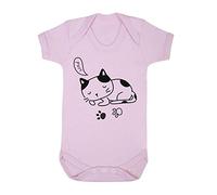Doodle Cat Ten (Scribble Sketch Style) Baby Grow Vest, 3-6 Months, Pastel Pink