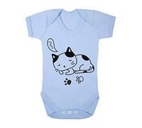 Doodle Cat Ten (Scribble Sketch Style) Baby Grow Vest, 6-12 Months, Pastel Blue