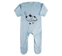 Doodle Cat Ten (Scribble Sketch Style) Baby Romper Jumpsuit with feet, 3-6 Months, Pastel Blue