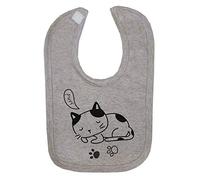 Doodle Cat Ten (Scribble Sketch Style) Cotton Baby bib - Grey