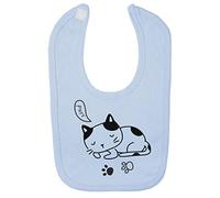 Doodle Cat Ten (Scribble Sketch Style) Cotton Baby bib - Pastel Blue