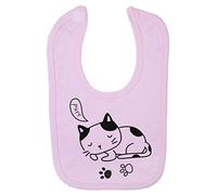 Doodle Cat Ten (Scribble Sketch Style) Cotton Baby bib - Pastel Pink