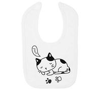 Doodle Cat Ten (Scribble Sketch Style) Cotton Baby bib - White