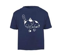 Doodle Cat Ten (Scribble Sketch Style) Short Sleeve Cotton Toddler t Shirt, 3-4 Years, Navy