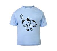 Doodle Cat Ten (Scribble Sketch Style) Short Sleeve Cotton Toddler t Shirt, 3-4 Years, Pastel Blue