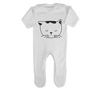 Doodle Cat Two (Scribble Sketch Style) Baby Romper Jumpsuit with feet, 0-3 Months, White