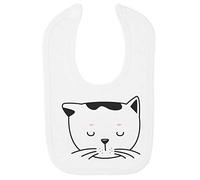 Doodle Cat Two (Scribble Sketch Style) Cotton Baby bib - White