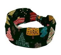 Doodle Christmas Trees Seamless Pattern Wide Headbands for Women, Yoga Workout Head Bands Wide Elastic Hair Bands for Washing Face Makeup