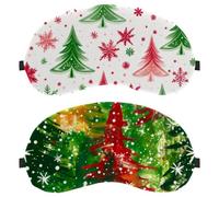 Doodle Christmas Trees Snowflake Pattern 2-Pack Light-Blocking Soft Breathable Sleep Mask Eye Masks Sleeping Mask