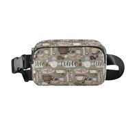 Doodle Coffee Fashionable Fanny Waist Pack for Women Men Teens Water Resistant Zipper Fanny Pack Sling Bag with Adjustable Strap for Workout Running Hiking, Doodle Coffee, One Size