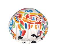Doodle colorful dragon Double layer women's shower cap, reusable, large size design suitable for all hair lengths, suitable for girls, spa and home salon use.