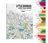 Doodle Colouring Book for Adults - Stress Relief Mindfulness Activity Set