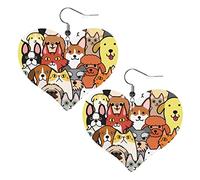 Doodle Dog And Cat Leather earrings,women girls simple dangle earrings gifts for her