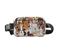 Doodle Dogs Colorful Cute Fanny Pack Waist Bag for Women Men Water Resistant Crossbody Sling Bag with Adjustable Strap for Shopping Sports Work, Doodle Dogs Colorful, One Size