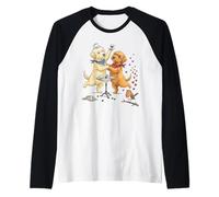 Doodle Dogs Dance in Love with Cup of Coffee in the Morning Raglan Baseball Tee