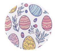 Doodle Easter Eggs with Flowers Plants Round Mouse Pad, Mousepad with Non-Slip Rubber Base, Computer Gaming Pads for Wireless Mouse, Easy Gliding