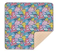 Doodle Funny Cute Monsters Colorful Soft Thick Baby Gym & Activity Mat for Floor 1-Piecing Tummy Time Mat for Baby Kids Toddlers Infants, 50'' x 50''