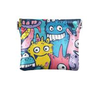 Doodle Funny Cute Monsters Colorful Women's Small Leather Change Purse Unique Mini Makeup Bag for Woman, doodle Funny cute monsters colorful, One Size, Modern