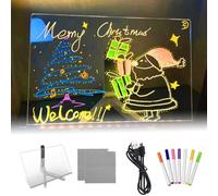 Doodle Glow Colouring and Drawing, Homeanoak Light-Up Erasable Drawing Board, Led Drawing Board with 7 Color Pens, Dry Erase Board with Adjustable Stand for Child Home School Office