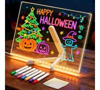 Doodle Glow Drawing Board, Home and Oak Doodle Glow Creative Magic Panel with 7 Colors, Acrylic Dry Erase Drawing Board with Stand for School Cafe Home Office (20 * 30CM)