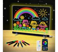 Doodle Glow, LED Note Board with Colors, 14.1"x10.9" Arvana Acrylic Dry Erase Board, 16M-Color LED Light-Up Memo Board w/Music Sync, APP & Remote, Stand & 7 Markers, Neon Glow Display (Black)