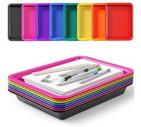 DOODLE HOG Multicolored Plastic Activity Trays - Set of 8 - Kids Arts & Crafts Organizer - Rainbow Colors - Great for Lego, Sand, Crafts, Orbeez, Painting, Montessori Work