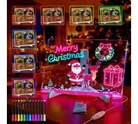 Doodle Led Drawing Note Board, Colorful Acrylic Light Up Writing Board with 12 Color Pens/4 Specification/Adjustable Stand, Family Reminders Scheduling Shopping Lists (White, L（30 * 20)