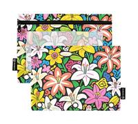 Doodle Lily Office Binder with Clear Window Zippered Pencil Bag Big Capacity 3 Hole Binder for Classroom School Office Supplies Multicolored 2 PCS