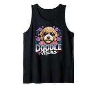 Doodle Mama Cute Dog Mom Floral Graphic Tank Top