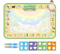 Doodle Mat, Water Mat Drawing, Water Drawing Pad with 4 Templates & 2 Pens, Reusable & Mess-Free Creative Toy for Kids & Adults, Educational Toys for 2-5 Year Olds Best Gifts (44 * 30cm)