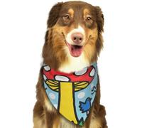 Doodle Mushrooms Dog Bandanas Adjustable Kerchief Triangle Bibs Scarf Washable Soft Pet Bandanas for Medium Large Puppy Cats Pet Costume Accessories Decoration