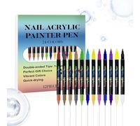 Doodle Nail Pens - Set Of 12 Double-Tip Quick-Dry Markers | Naill Art Paint Pens For Fingernails, Vibrant Colors DIY Home Salon Creativity