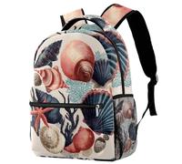 Doodle Ocean Seashells Starfish Seaweed and Coral University Laptop Backpack, Travel Bag Large Capacity & Adjustable Strap