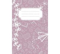 Doodle Pattern Notebook in Pink / Purple / Gray 100 College Lined Pages Grey Composition Journal Pad for Students Schools Writing