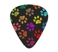 Doodle Paw Print Cat Dog Black,12 Pcs Guitar Pick,3 Different Thickness Plectrums for Acoustic Guitar Bass Ukulele (0.46mm 0.96mm 0.71mm)