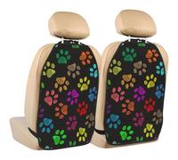 Doodle Paw Print Cat Dog Black,2 Pack Car Seat Kick Mats Back Seat Protector Durable Back Seat Organiser