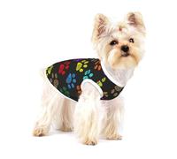 Doodle Paw Print Cat Dog Black,Cotton Sleeveless Pet T-Shirt Soft Stretchy Puppy Breathable Vest,L