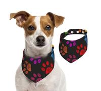 Doodle Paw Print Cat Dog Black,Pet Bib Scarf Cats Dog Bandana Dogs Towel Bib Adjustable Pet Scarf,L