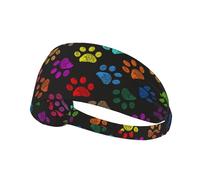 Doodle Paw Print Cat Dog Black,Sports Sweatband for Unisex Multi Headband Elastic Exercise Hairband