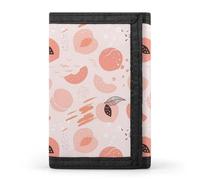 Doodle Peach and Abstract Elements Wallet for Men Trifold Wallets Credit Card Holder Minimalist Front Pocket for Women