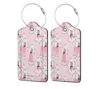 Doodle Poodle,Luggage Tags Pu Leather Name Tag Travel Suitcase Identifier ID Tags Durable Luggage Label 2 pcs