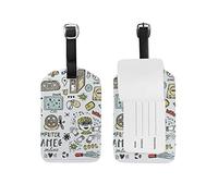 Doodle School Items Luggage Tags Leather Travel Suitcase Baggage Tag 1 Piece