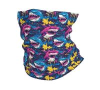 Doodle Shark Pattern Unisex Neck Scarf Anitdust Half Face Scarf Balaclava For Tennis Running Women