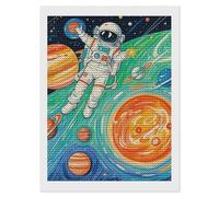 Doodle Solar System Astronaut Spaceship Meteor Sci-fi Sketch Diamond Art Kits for Adults 12"x16" DIY Diamond Painting Kit for Beginners Gem Art Painting with Round Full Drill Diamonds DIY Paint Painti