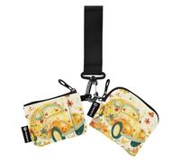 Doodle-style Cartoon Cute Car Flower Colorful Women's Coin Purses Card Cases Slim Portable Women Credit Card Case Coin Purse with Zipper Coin Pocket for Men 2 Pcs, doodle-style cartoon cute car flower