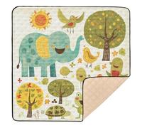 Doodle-Style Cartoon Elephant Bird Cute Cute Foldable Baby Playmat for Indoor Outdoor Cozy Breathable Travel Play Mat for Baby Kids Toddlers Infants, 50'' x 50''