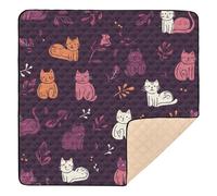 Doodle Style Cat Burgundy Soft Thick Baby Play Mat for Indoor Outdoor Non-Toxic Travel Play Mat for Baby Toddler Infant, 50'' x 50''