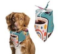 Doodle Style Coffee Cake Dog Bandanas for Feeding Grooming, Triangle Pet Bibs for Cats & Dogs Washable Fashion Pets Scarf for Party Travel 27.6 X 11.8 Inch