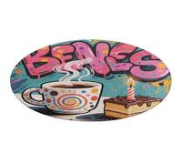 Doodle Style Coffee Cake Round Rug Washable Circle Area Rugs for Living Room Non-Slip Rugs for Bedroom Dining Room Rug Front Door Mat Round Carpet for Bedroom Kitchen 80 * 80cm