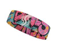 Doodle Style Coffee Cake Sports Sweatband 15" Polyester Hairband Absorbent Quick-Dry Headband for Running, Yoga